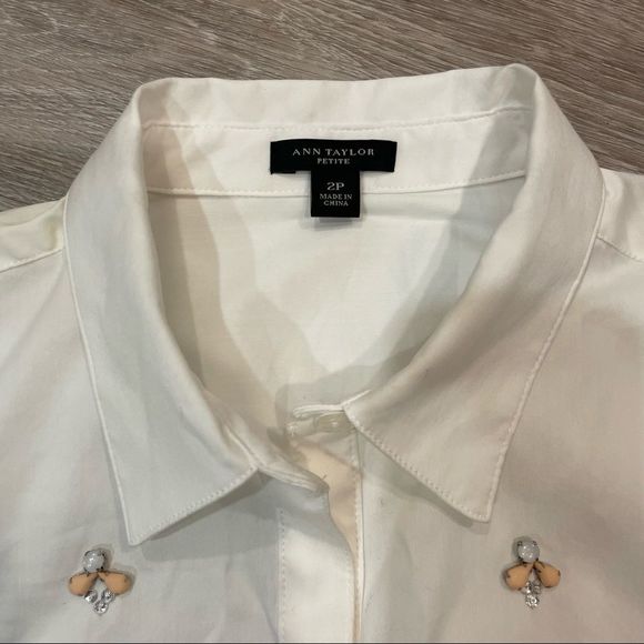 Ann Taylor Embroidered stones button down shirt - Picture 4 of 6